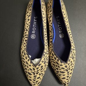 Rothy's Tan and Black Patterned Women's Flats Cute Leopard Print NEW